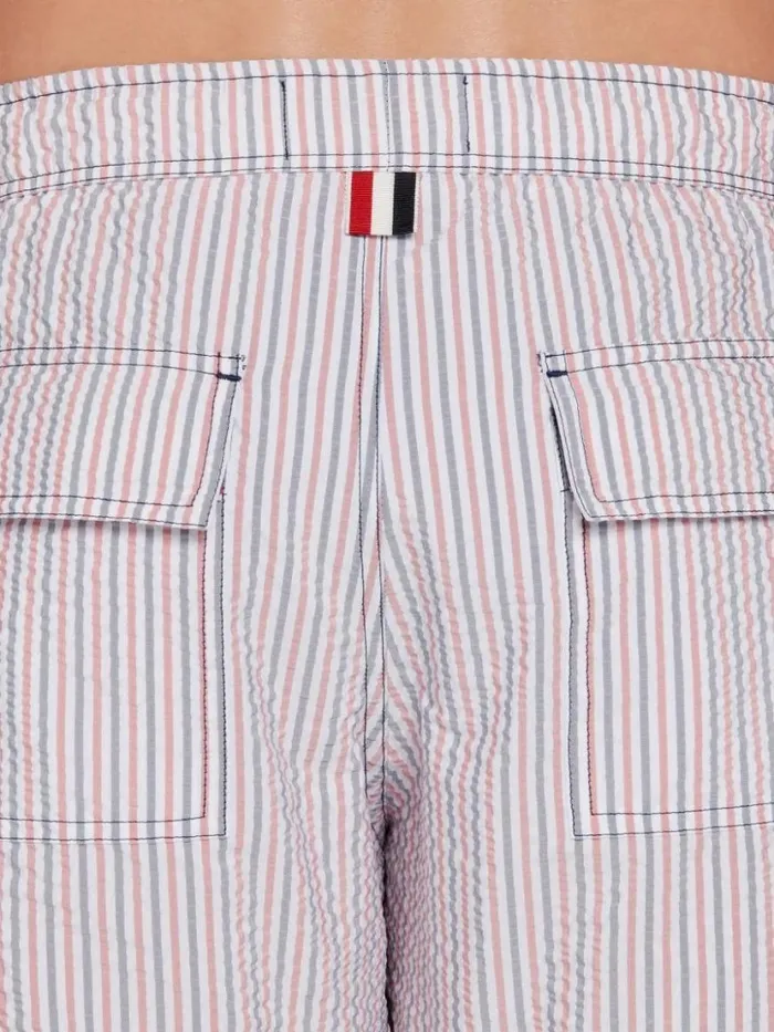 Thom Browne Multicolor Polynylon Seersucker Drawcord Waist Swim Short Rwbwht Men Swimwear