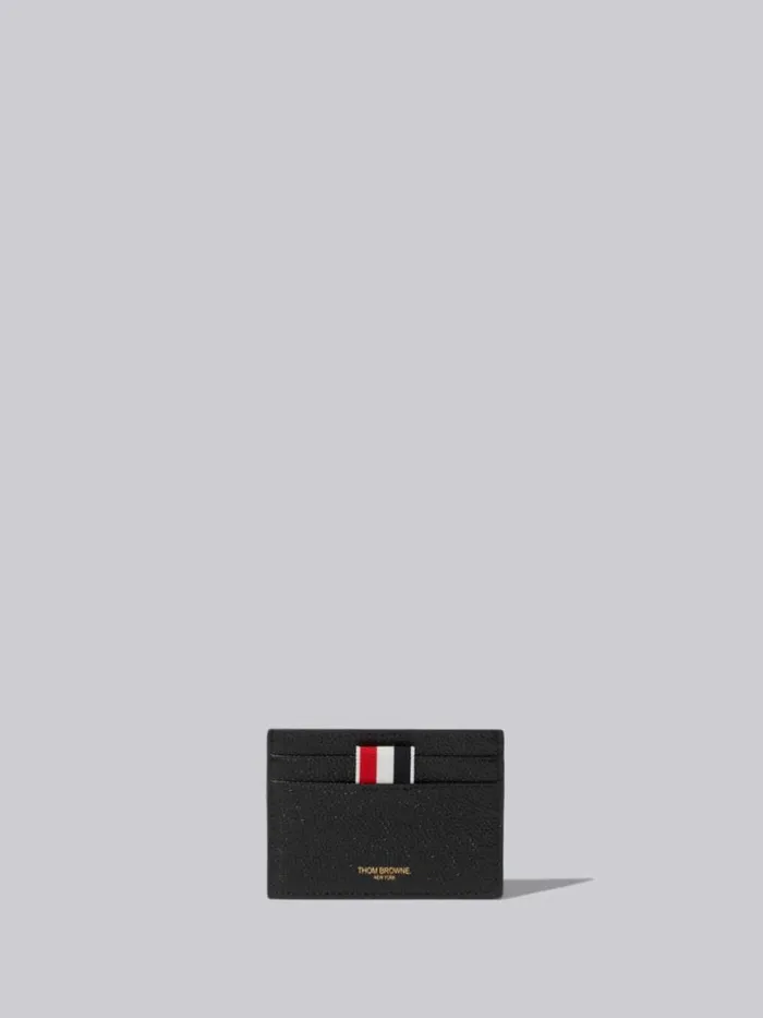 Thom Browne Pebble Grain Leather Grosgrain Tab Double Sided Card Holder Black WomenMen Purses and Wallets Thom Browne Pebble Grain Leather Grosgrain Tab Double Sided Card Holder Black WomenMen Purses and Wallets