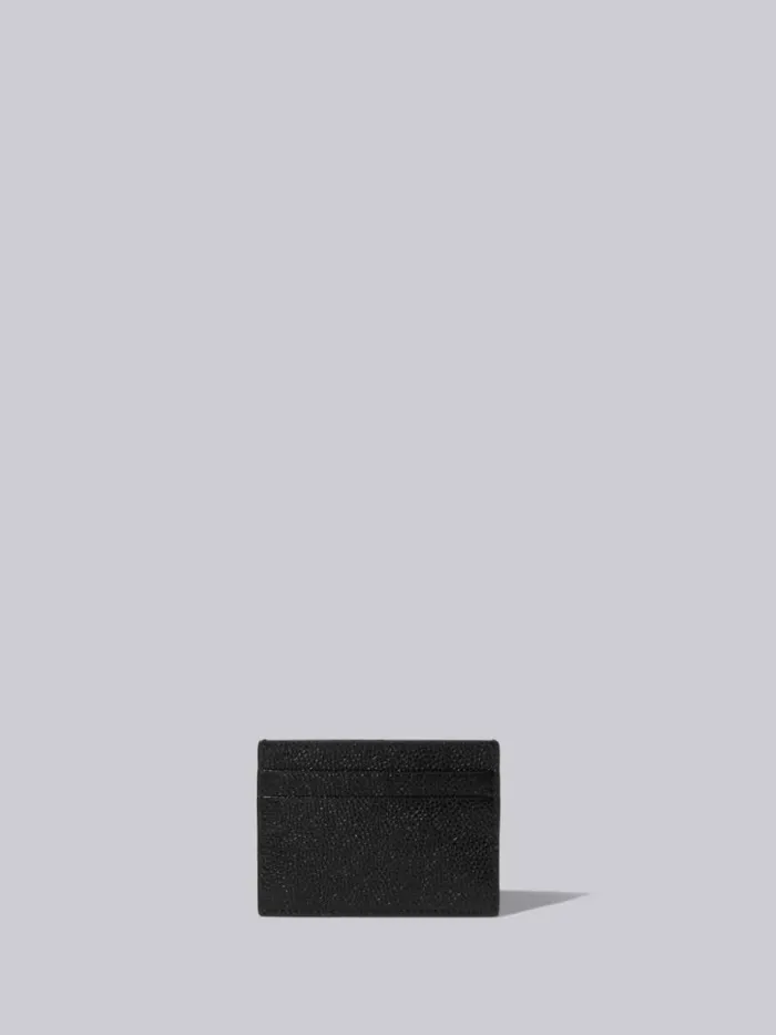 Thom Browne Pebble Grain Leather Grosgrain Tab Double Sided Card Holder Black WomenMen Purses and Wallets