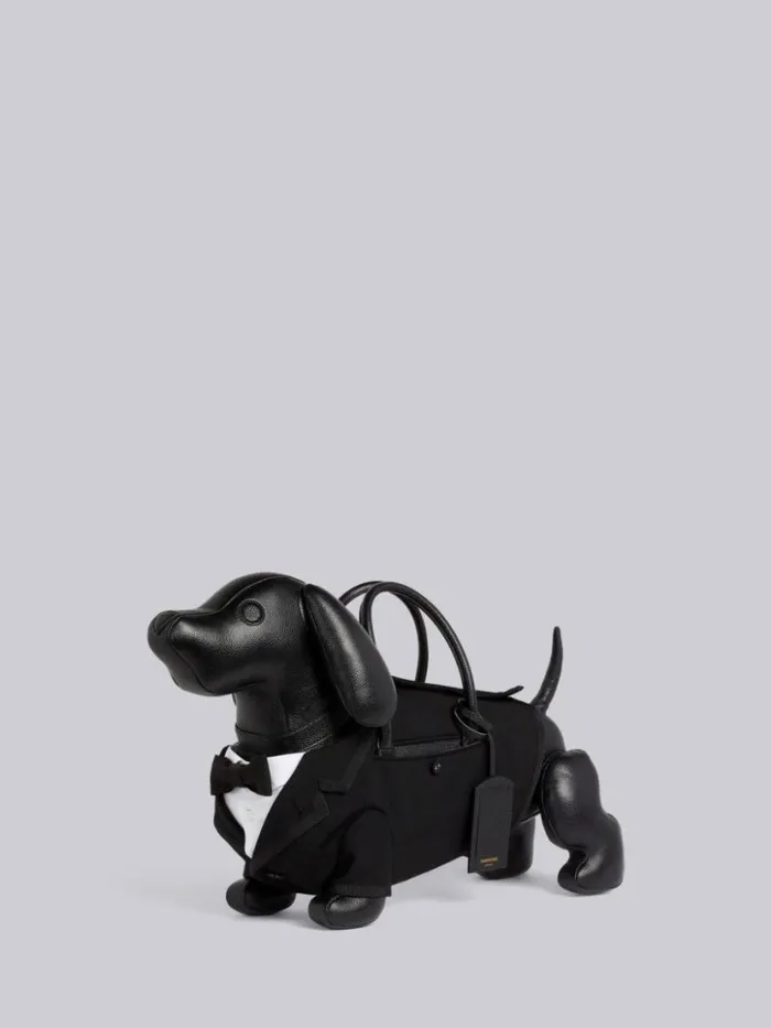 Thom Browne Pebble Grain Leather Tuxedo Hector Bag Black WomenMen Handbags and Totes