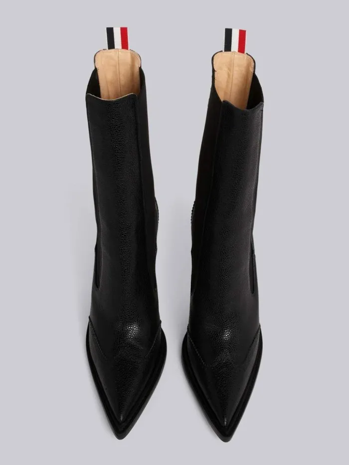 Thom Browne Pebbled Calfskin Brogue Spectator Wingtip Boot Black Women Heels Thom Browne Pebbled Calfskin Brogue Spectator Wingtip Boot Black Women Heels