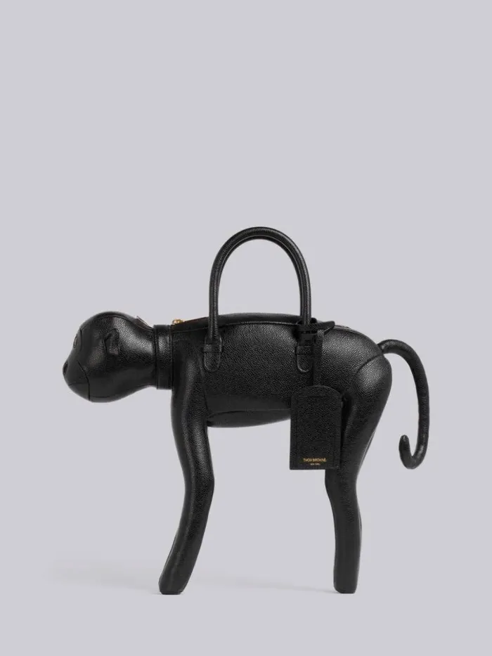 Thom Browne Pebbled Calfskin Monkey Bag Black Men Handbags and Totes
