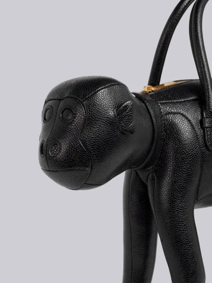 Thom Browne Pebbled Calfskin Monkey Bag Black Men Handbags and Totes