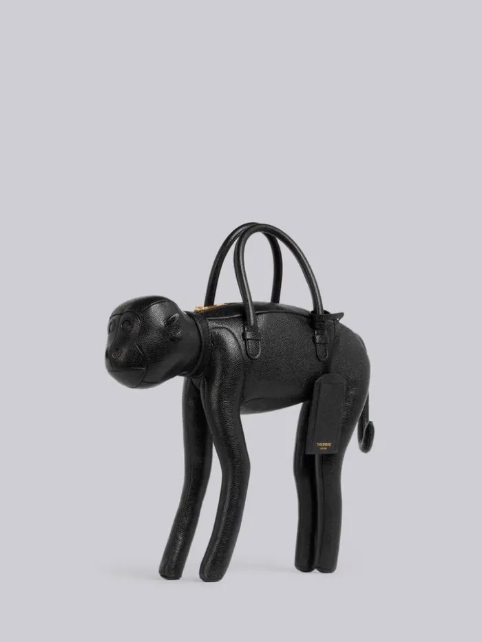 Thom Browne Pebbled Calfskin Monkey Bag Black Men Handbags and Totes