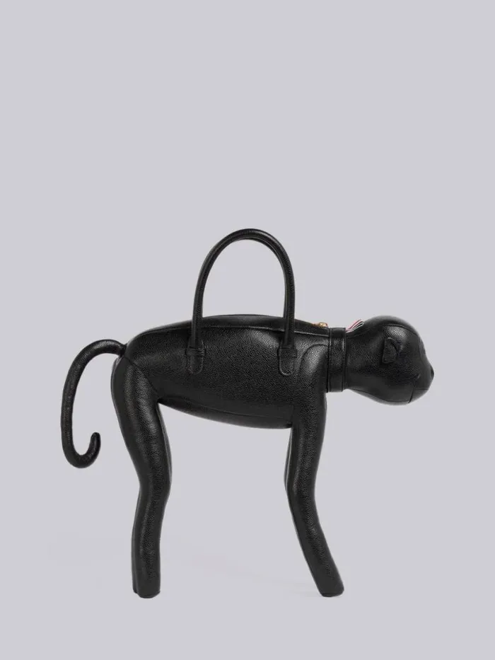 Thom Browne Pebbled Calfskin Monkey Bag Black Men Handbags and Totes