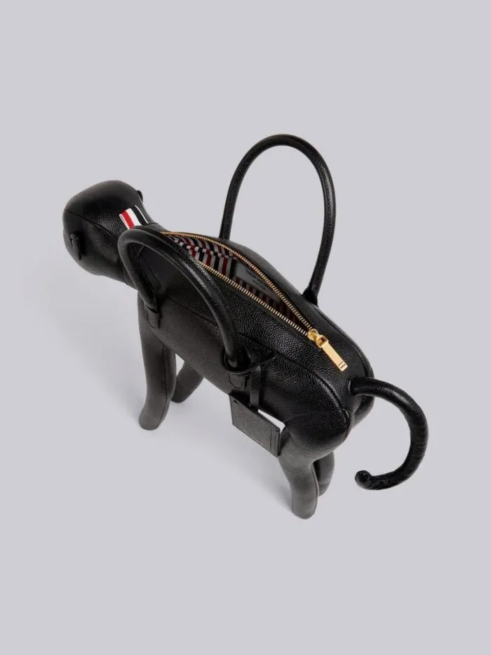 Thom Browne Pebbled Calfskin Monkey Bag Black Men Handbags and Totes