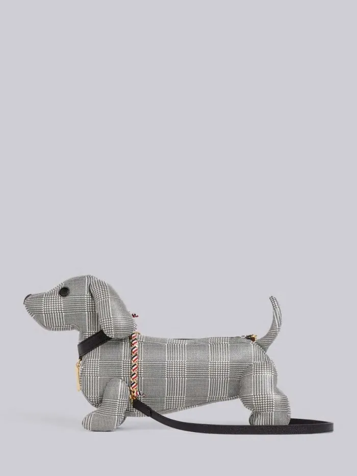 Thom Browne Pebbled Calfskin Prince Of Wales Mini Hector Bag Black And White Women Crossbody Bags Thom Browne Pebbled Calfskin Prince Of Wales Mini Hector Bag Black And White Women Crossbody Bags