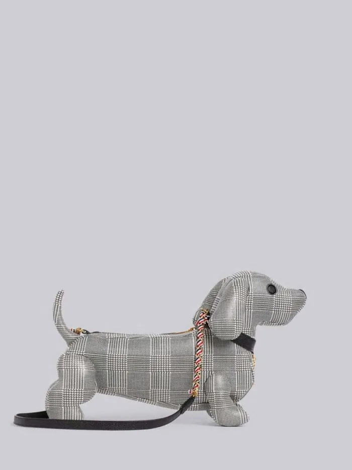 Thom Browne Pebbled Calfskin Prince Of Wales Mini Hector Bag Black And White Women Crossbody Bags Thom Browne Pebbled Calfskin Prince Of Wales Mini Hector Bag Black And White Women Crossbody Bags