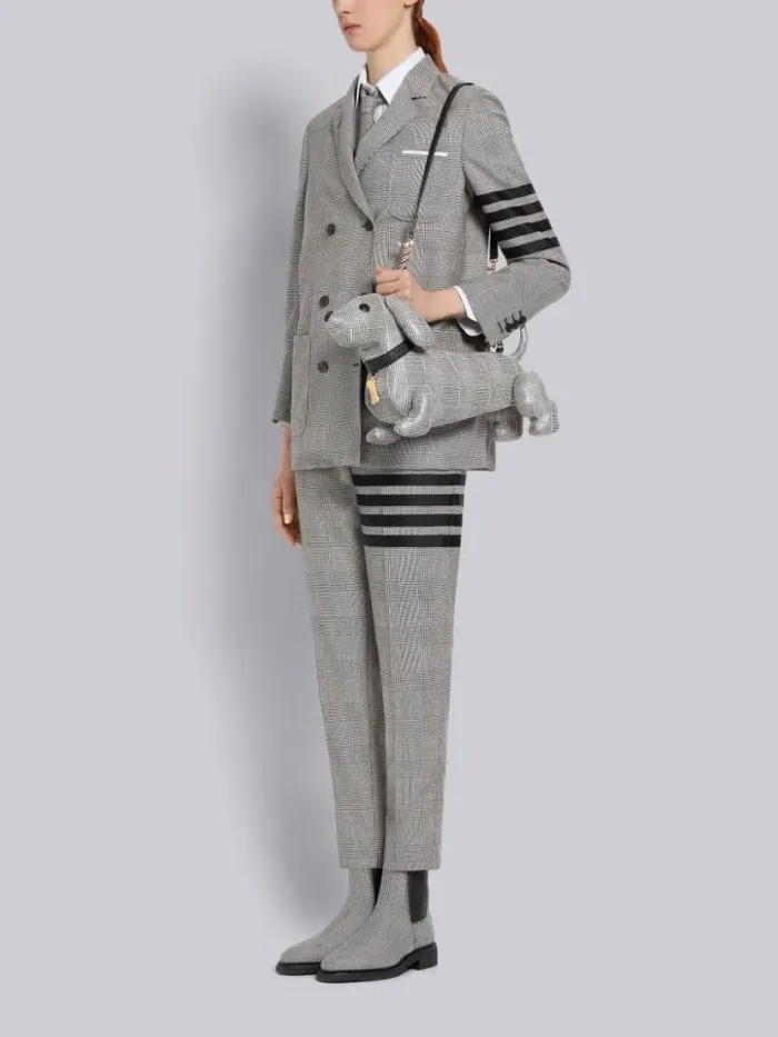 Thom Browne Pebbled Calfskin Prince Of Wales Mini Hector Bag Black And White Women Crossbody Bags Thom Browne Pebbled Calfskin Prince Of Wales Mini Hector Bag Black And White Women Crossbody Bags