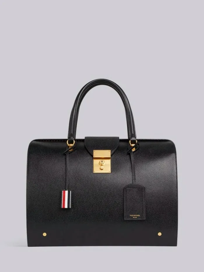 Thom Browne Pebbled Leather Mr Thom Bag Black Men Handbags and Totes