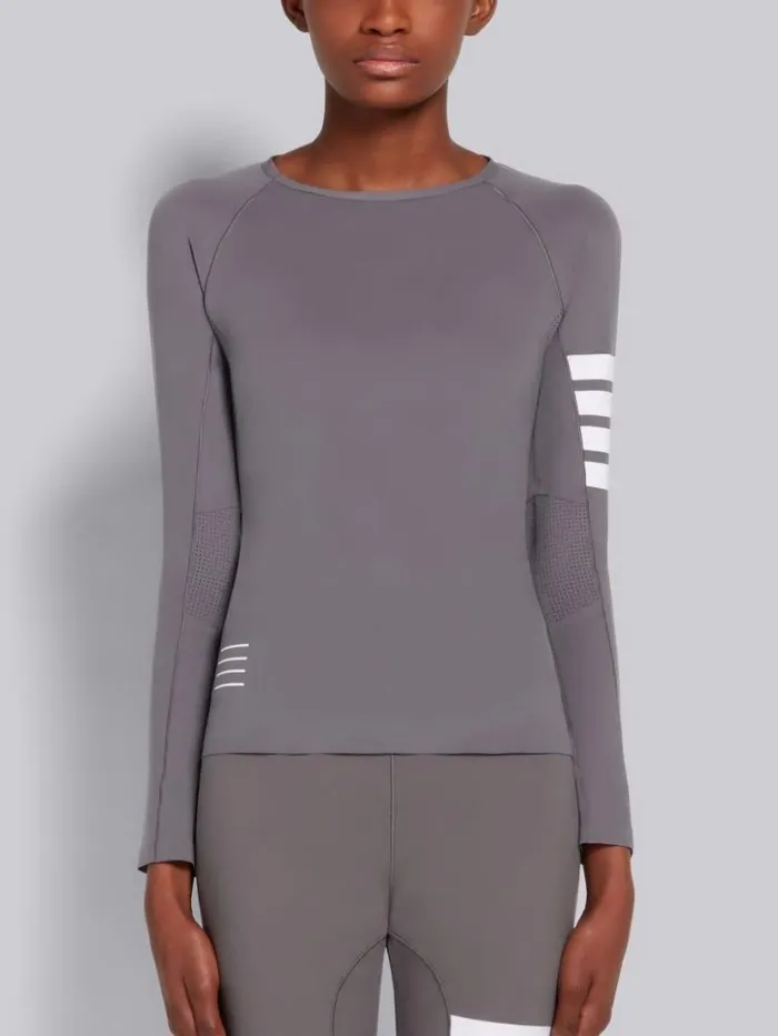 Thom Browne Piecedyed Interlock 4bar Compression Tee Medium Grey Women Sweats