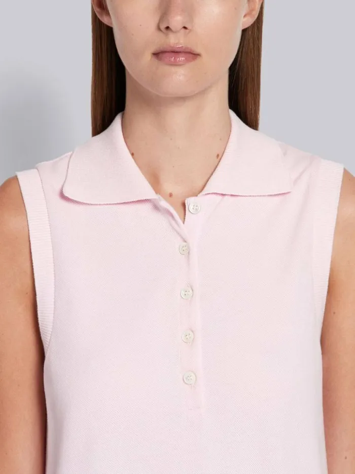 Thom Browne Pink Pique Center Back Rwb Stripe Sleeveless Pleated Tennis Dress Light Pink Women Dresses