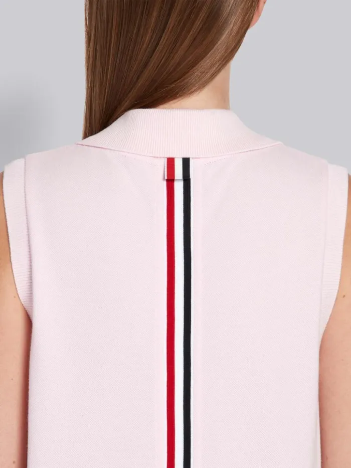 Thom Browne Pink Pique Center Back Rwb Stripe Sleeveless Pleated Tennis Dress Light Pink Women Dresses