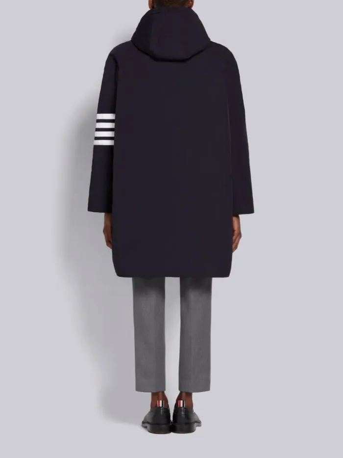 Thom Browne Poly Twill Downfill Hooded Football 4bar Parka Navy Men Outerwear