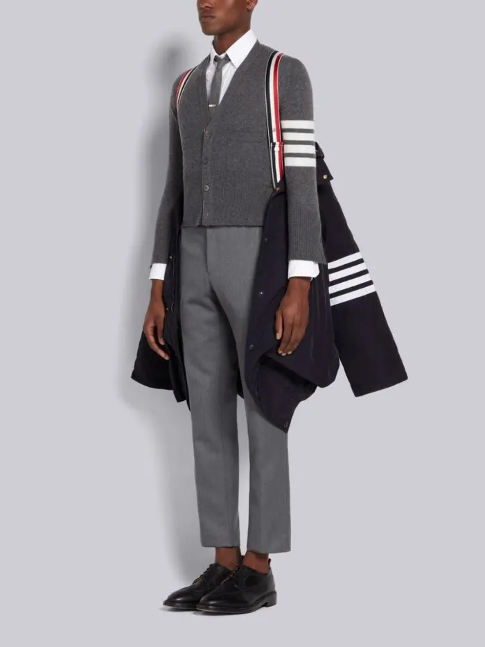 Thom Browne Poly Twill Downfill Hooded Football 4bar Parka Navy Men Outerwear
