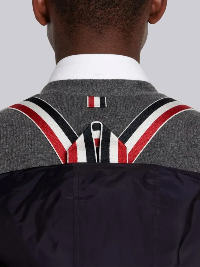 Thom Browne Poly Twill Downfill Hooded Football 4bar Parka Navy Men Outerwear