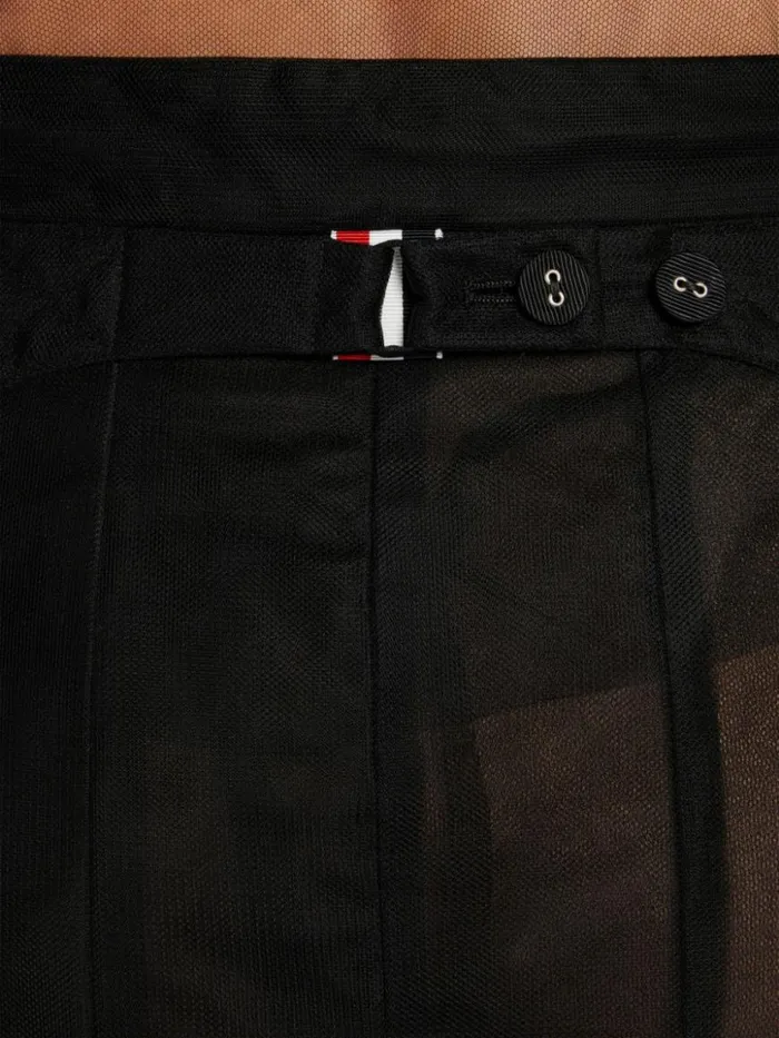 Thom Browne Soft Tulle Combo Pleat Insert Ankle Length Backstrap Pleated Skirt Black Men Trousers