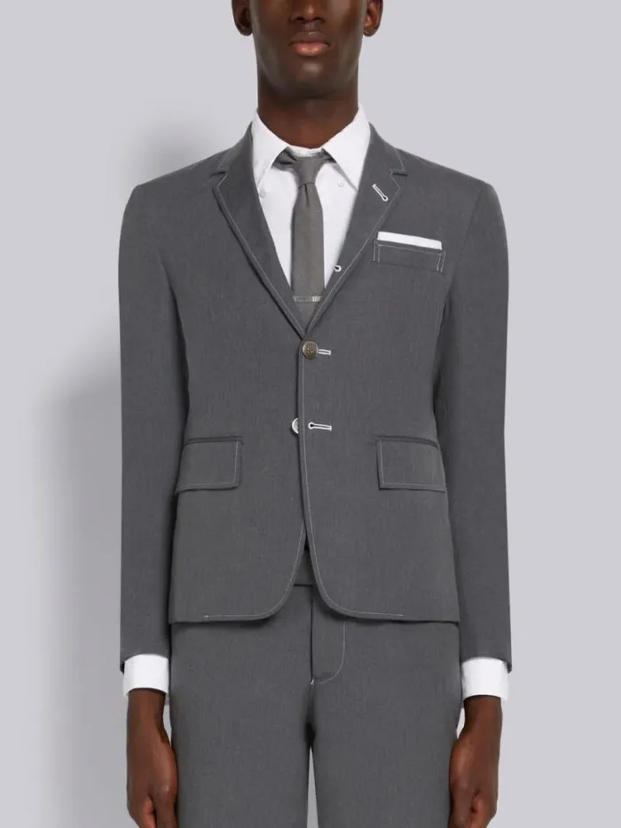 Thom Browne Typewriter Cloth High Armhole Sport Coat Medium Grey Men Jackets and Suiting Thom Browne Typewriter Cloth High Armhole Sport Coat Medium Grey Men Jackets and Suiting