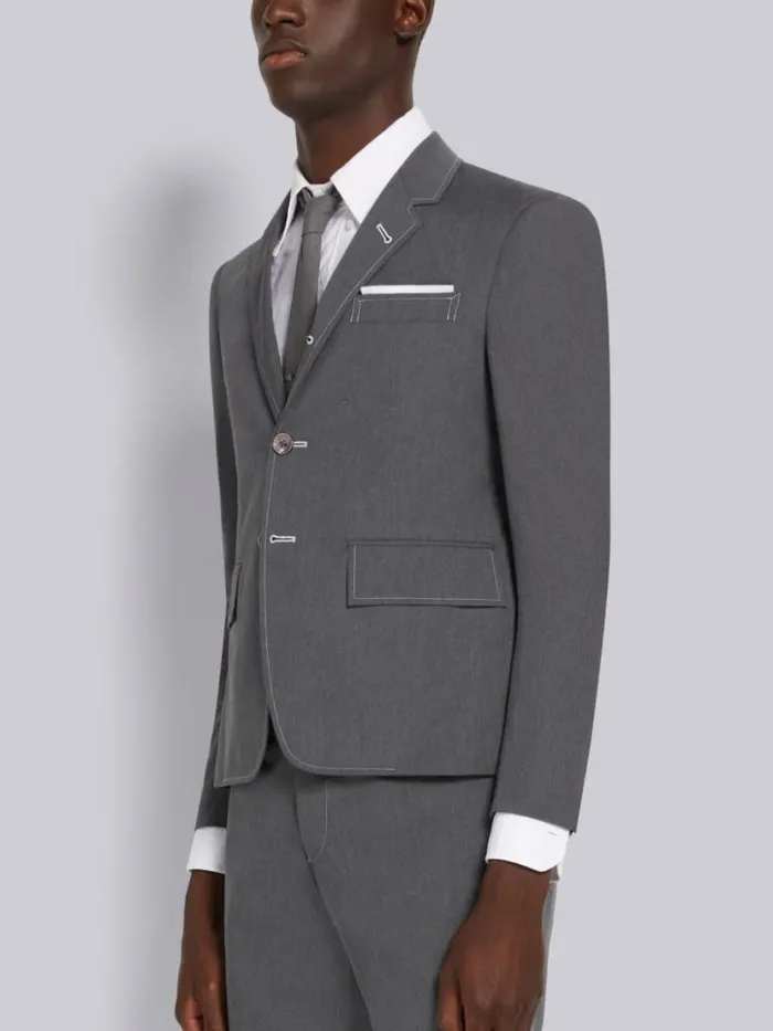 Thom Browne Typewriter Cloth High Armhole Sport Coat Medium Grey Men Jackets and Suiting