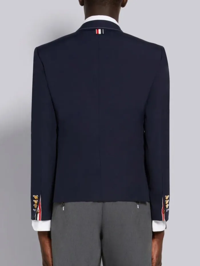 Thom Browne Typewriter Cloth High Armhole Sport Coat Navy Men Jackets and Suiting