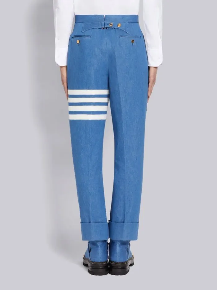 Thom Browne Washed Denim 4bar Classic Backstrap Trouser Blue Men Trousers