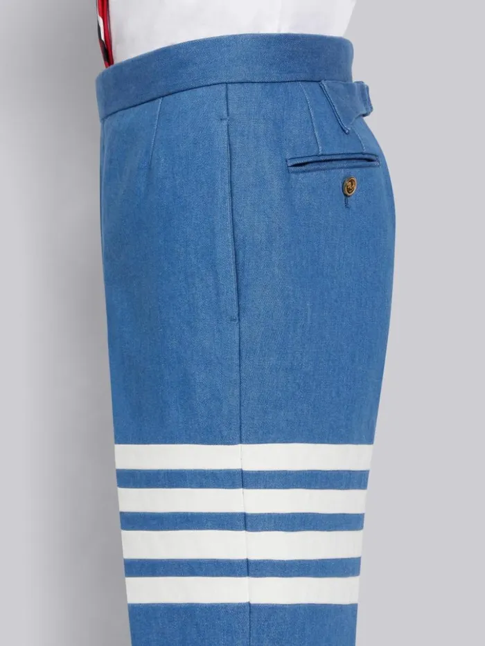 Thom Browne Washed Denim 4bar Classic Backstrap Trouser Blue Men Trousers