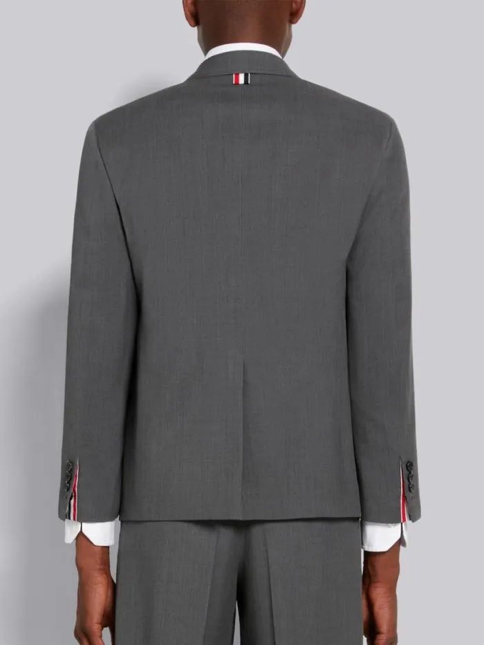 Thom Browne Wool Pique Suiting Single Vent Jacket Medium Grey Men Jackets and Suiting