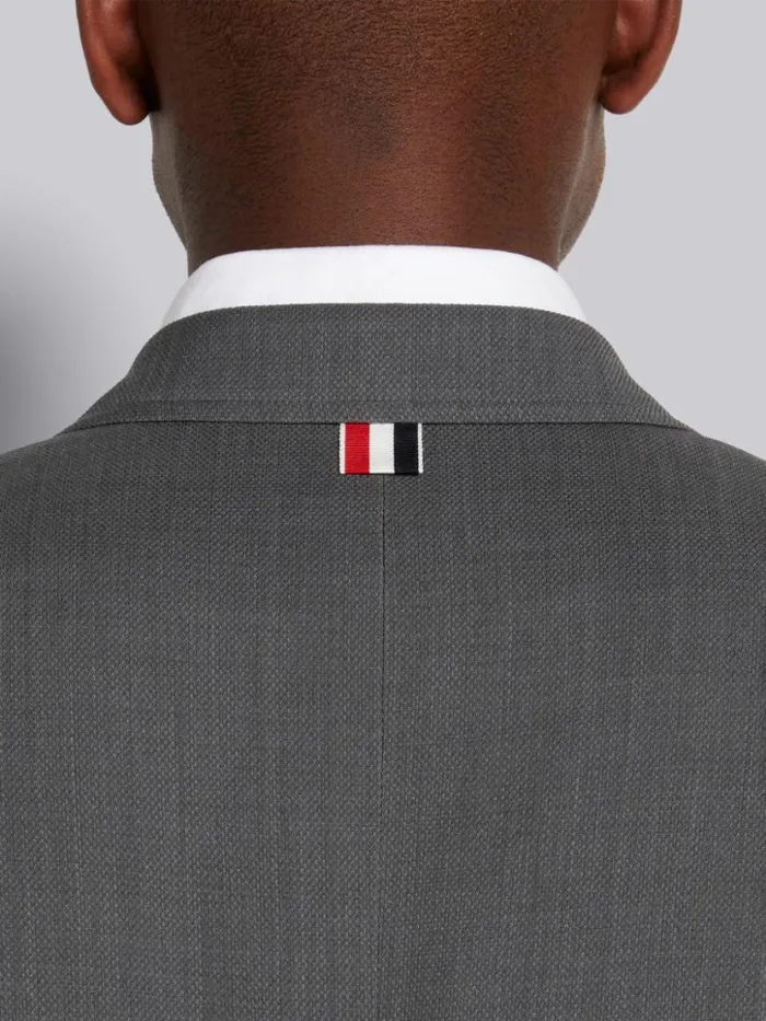 Thom Browne Wool Pique Suiting Single Vent Jacket Medium Grey Men Jackets and Suiting