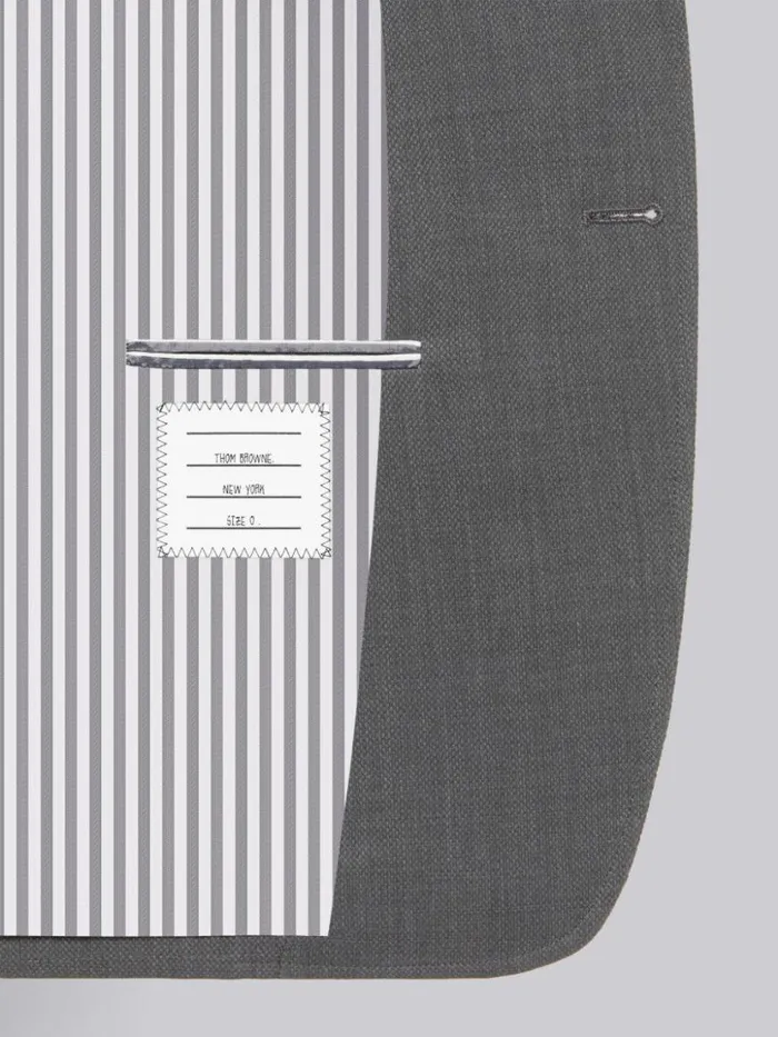 Thom Browne Wool Pique Suiting Single Vent Jacket Medium Grey Men Jackets and Suiting