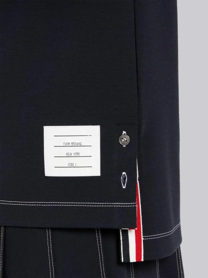 Thom Browne Wool Tech Milano Contrast Stitch Polo Navy Men Tshirts and Polos