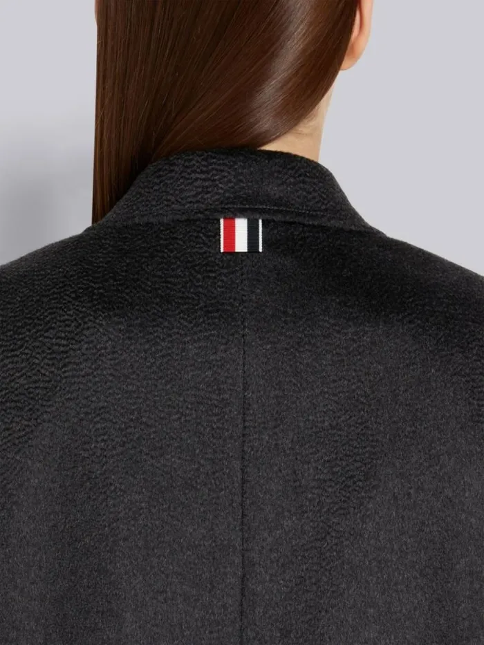 Thom Browne Zibeline Finish Coat Weight Cashmere Single Vent Overcoat Dark Grey Women Outerwear