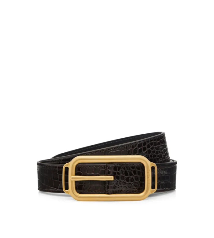 Tom Ford Belts PRINTED CROC STADIUM BUCKLE BELT 8211 Men