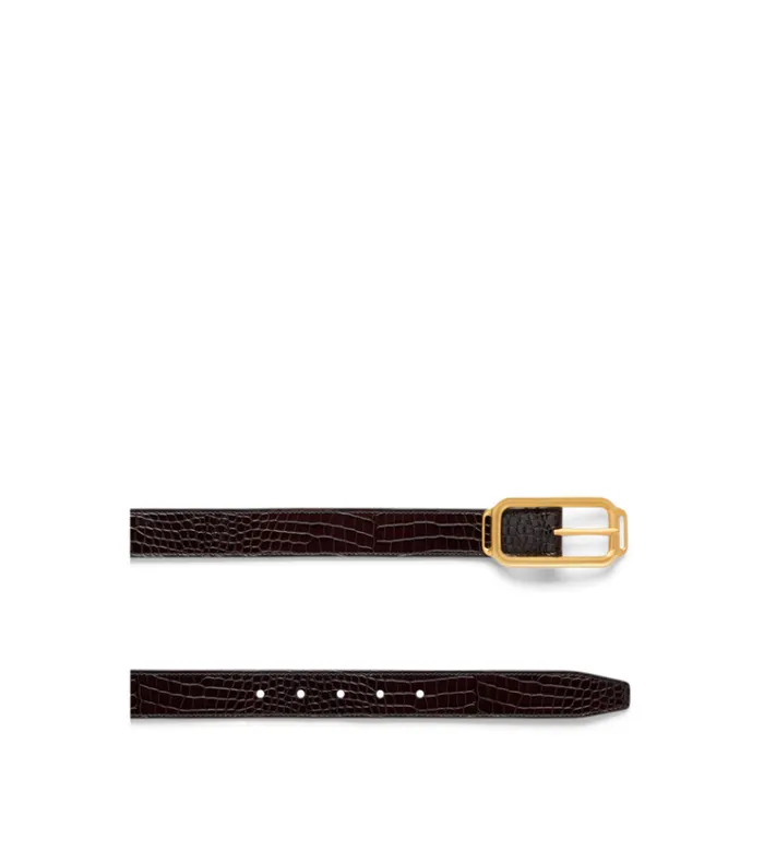 Tom Ford Belts PRINTED CROC STADIUM BUCKLE BELT 8211 Men Tom Ford Belts PRINTED CROC STADIUM BUCKLE BELT 8211 Men