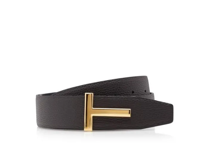 Tom Ford Belts SOFT GRAIN LEATHER T ICON BELT Brown Black 8211 Men