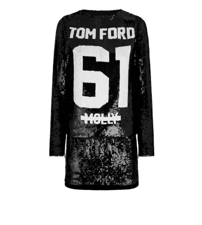 Tom Ford Dresses ALL OVER SEQUINS TSHIRT MINI DRESS Blackwhite 8211 Women