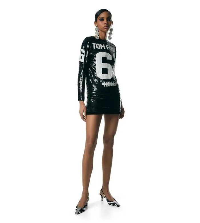 Tom Ford Dresses ALL OVER SEQUINS TSHIRT MINI DRESS Blackwhite 8211 Women Tom Ford Dresses ALL OVER SEQUINS TSHIRT MINI DRESS Blackwhite 8211 Women
