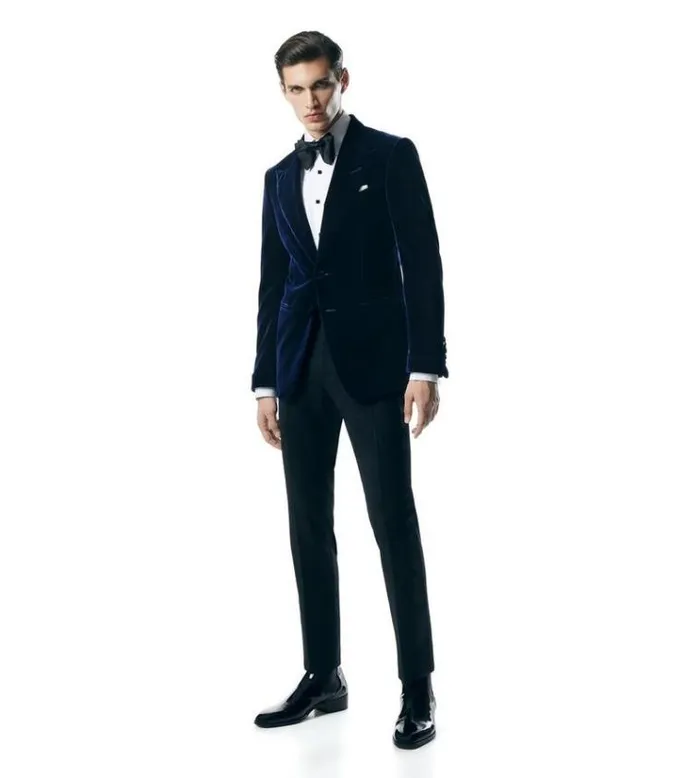 Tom Ford Evening FLUID VELVET SHELTON COCKTAIL JACKET Navy 8211 Men Tom Ford Evening FLUID VELVET SHELTON COCKTAIL JACKET Navy 8211 Men