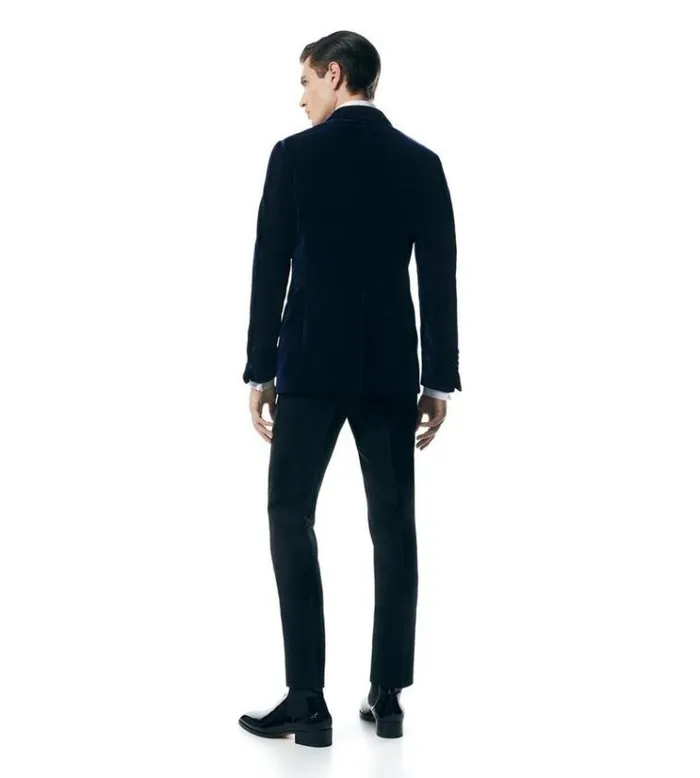 Tom Ford Evening FLUID VELVET SHELTON COCKTAIL JACKET Navy 8211 Men Tom Ford Evening FLUID VELVET SHELTON COCKTAIL JACKET Navy 8211 Men