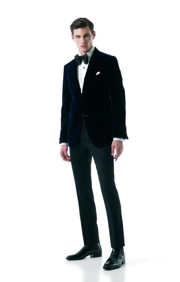 Tom Ford Evening FLUID VELVET SHELTON COCKTAIL JACKET Navy 8211 Men Tom Ford Evening FLUID VELVET SHELTON COCKTAIL JACKET Navy 8211 Men