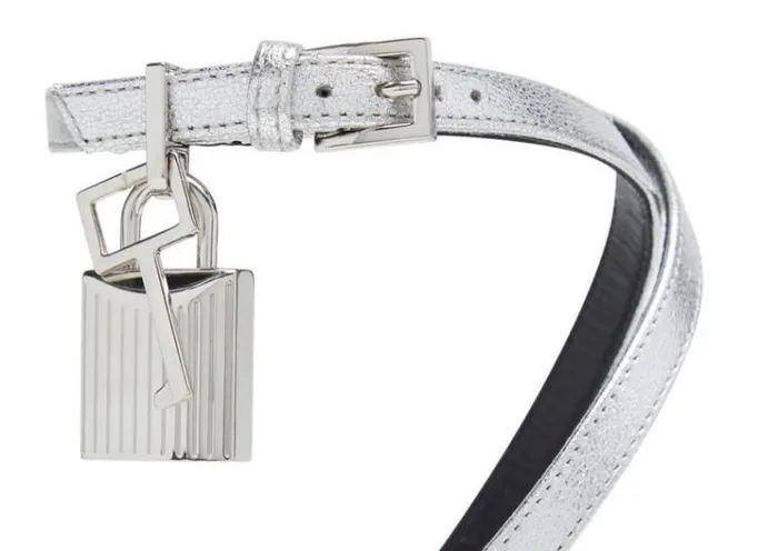 Tom Ford Flats LAMINATED LEATHER PADLOCK SANDAL Silver 8211 Women Tom Ford Flats LAMINATED LEATHER PADLOCK SANDAL Silver 8211 Women