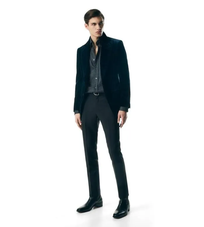 Tom Ford Jackets LIGHT VELVET ATTICUS JACKET Ocean 8211 Men Tom Ford Jackets LIGHT VELVET ATTICUS JACKET Ocean 8211 Men