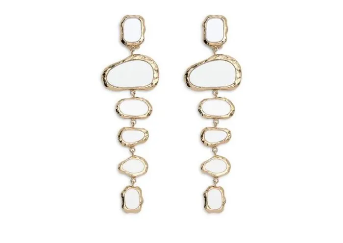 Tom Ford Jewelry BRASS AND PLEXIGLASS MIRROR EARRINGS Pale Gold 8211 Women
