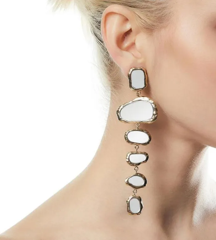 Tom Ford Jewelry BRASS AND PLEXIGLASS MIRROR EARRINGS Pale Gold 8211 Women Tom Ford Jewelry BRASS AND PLEXIGLASS MIRROR EARRINGS Pale Gold 8211 Women