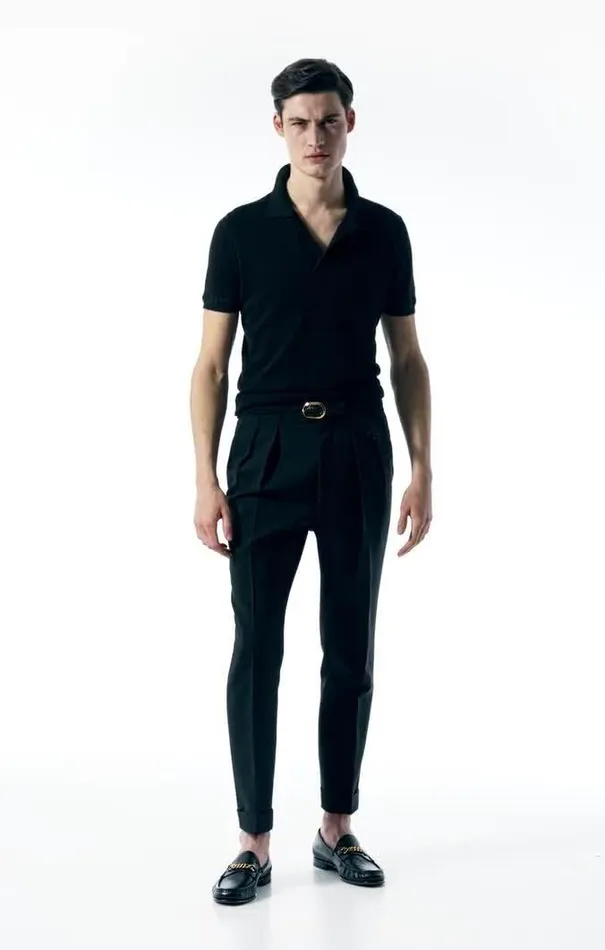 Tom Ford Knitwear MICRO TEXTURED PIQUET POLO Black 8211 Men Tom Ford Knitwear MICRO TEXTURED PIQUET POLO Black 8211 Men