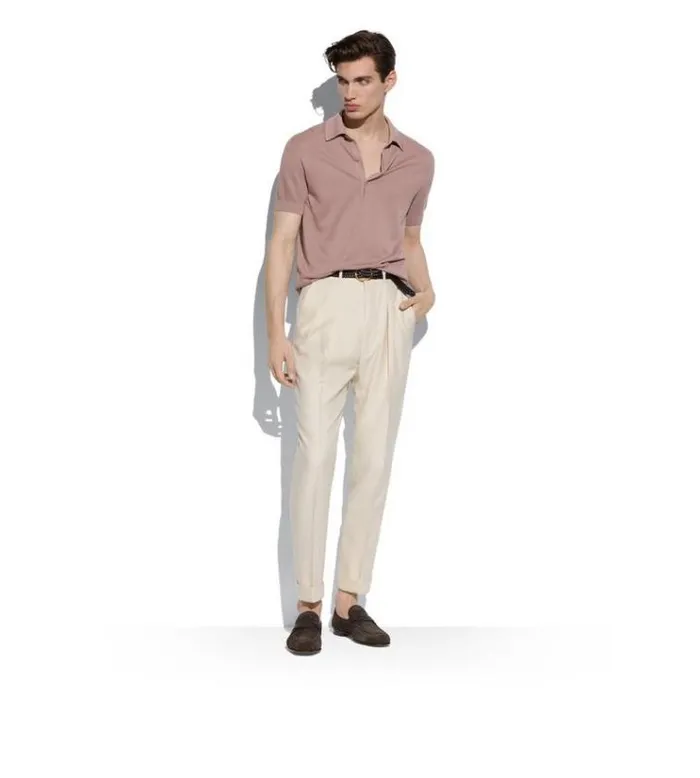 Tom Ford Knitwear SILK COTTON PIQUET POLO 8211 Men Tom Ford Knitwear SILK COTTON PIQUET POLO 8211 Men
