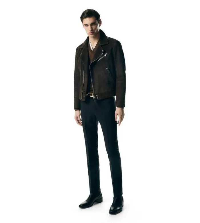 Tom Ford Outerwear BUTTERY SUEDE ASYMMETRIC BIKER Light Chocolate 8211 Men Tom Ford Outerwear BUTTERY SUEDE ASYMMETRIC BIKER Light Chocolate 8211 Men