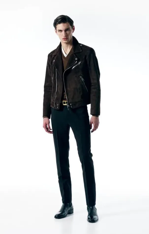 Tom Ford Outerwear BUTTERY SUEDE ASYMMETRIC BIKER Light Chocolate 8211 Men Tom Ford Outerwear BUTTERY SUEDE ASYMMETRIC BIKER Light Chocolate 8211 Men