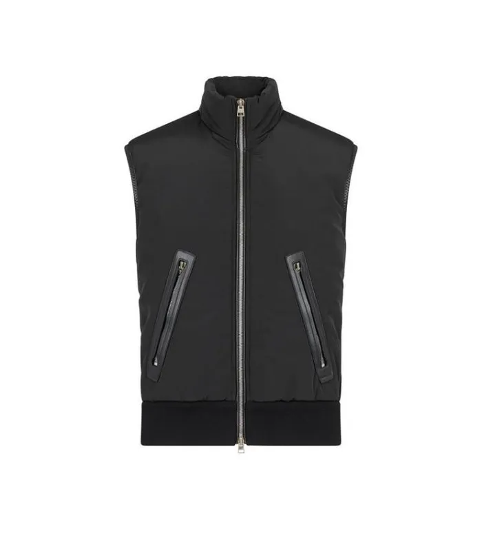 Tom Ford Outerwear LIGHT NYLON FRONT MERINO GILET Black 8211 Men