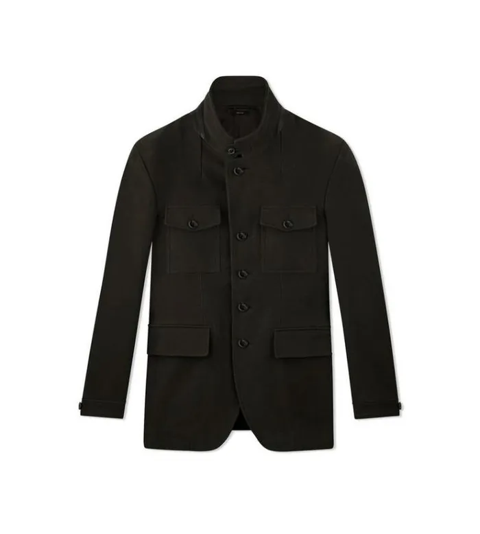 Tom Ford Outerwear MOLESKIN MILITARY JACKET Cypress 8211 Men