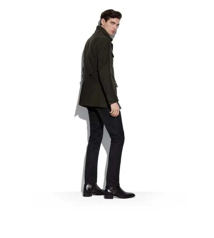 Tom Ford Outerwear MOLESKIN MILITARY JACKET Cypress 8211 Men Tom Ford Outerwear MOLESKIN MILITARY JACKET Cypress 8211 Men
